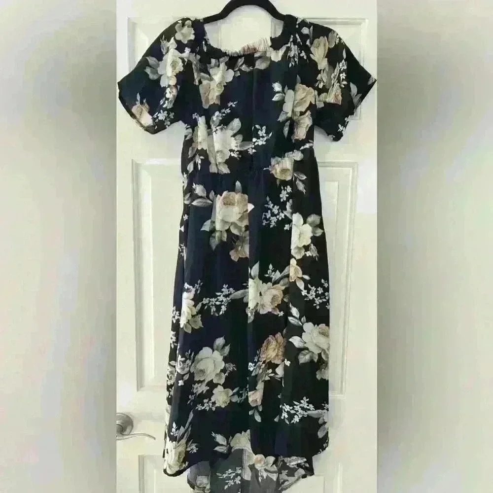 Black Floral off the shoulder Dress